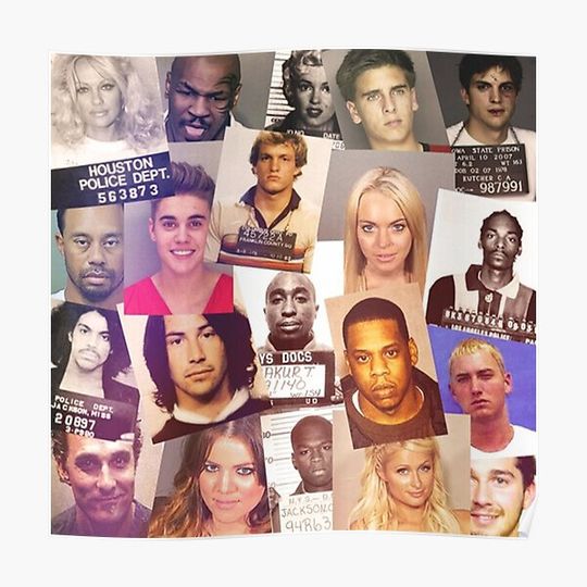 Discover Celebrity Mugshot Collage Premium Matte Vertical Poster