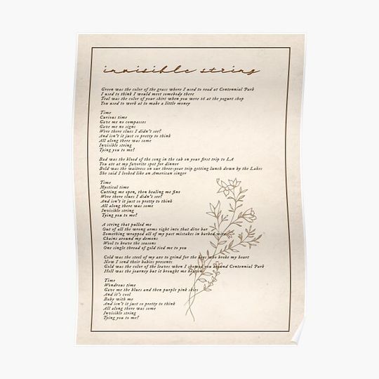 Discover invisible string lyric Premium Matte Vertical Poster