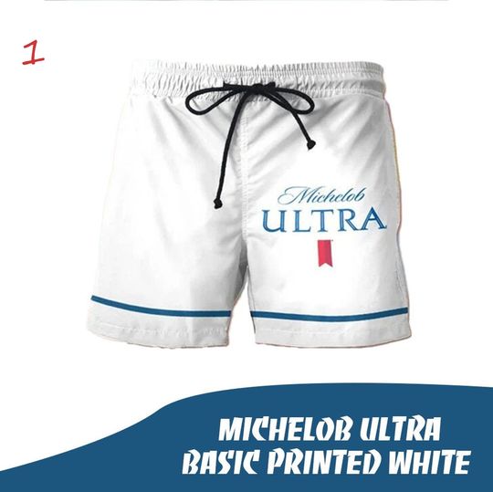 Discover Michelob Ultra basic printed white Hawaiian short