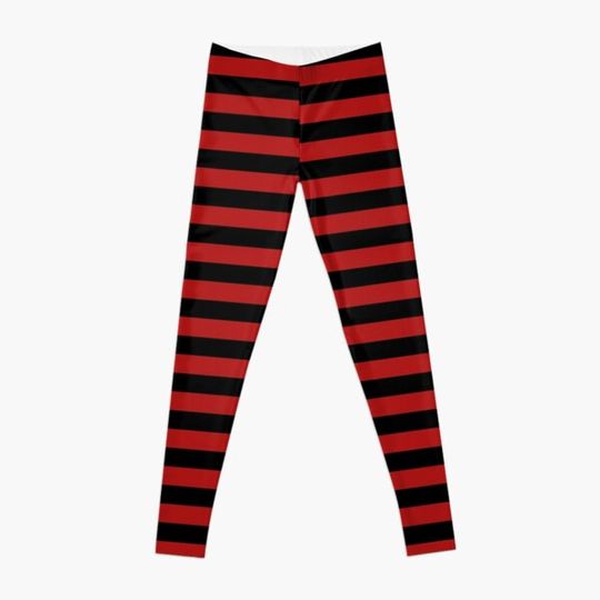 Discover Blood Red and Black Horizontal Witch Stripes Leggings