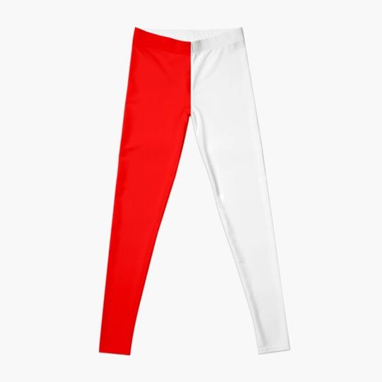 Discover Half White Half Red A-Line Dress Leggings