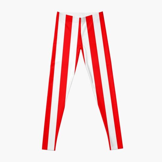 Discover Large Christmas Red and White Cabana Tent Stripe Leggings