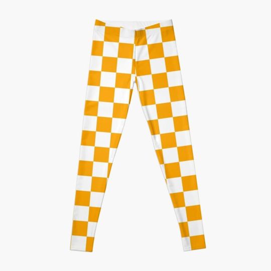 Discover Orange And White Checkerboard Pattern Leggings