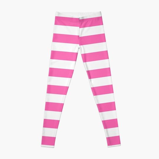Discover Hot Pink and White Horizontal Stripes Leggings
