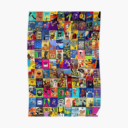 Discover A Collage of Jazz Music Festivals Premium Matte Vertical Poster