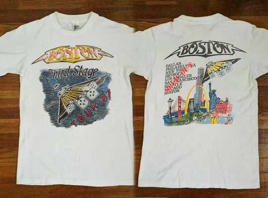 Discover Boston Third Stage Tour '87 T-Shirt, Boston Rock Band Tour
