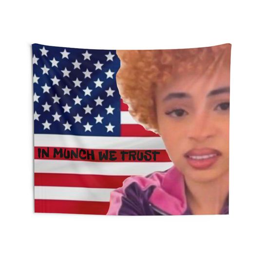 Discover FUNNY ICE SPICE, Unisex Meme American flag munch Indoor Wall Tapestry