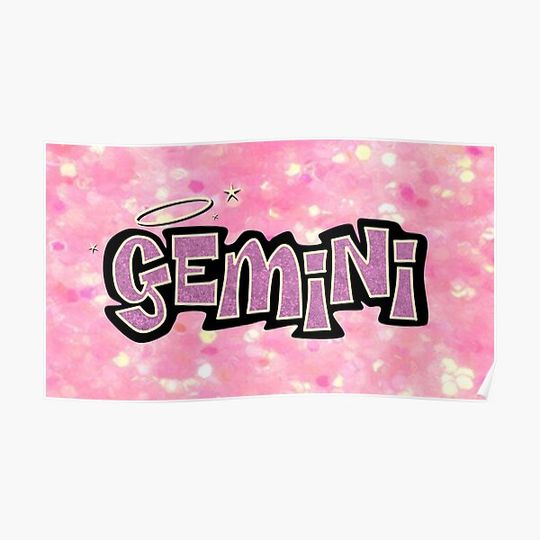 Discover gemini bratz style - iconic pink glitter font logo cute y2k aesthetic Premium Matte Vertical Poster