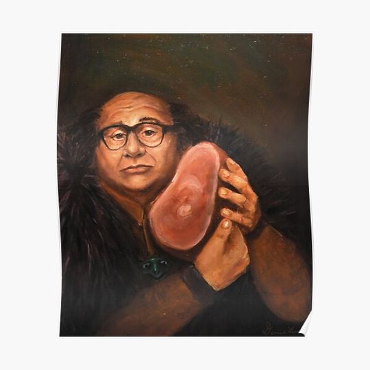Discover Danny Devito and his Beloved Ham Premium Matte Vertical Poster