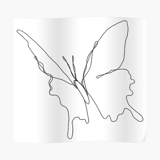 Discover Butterfly Line Art Premium Matte Vertical Poster