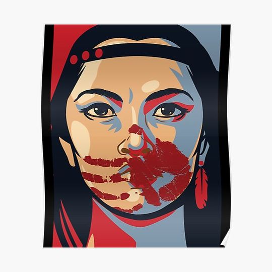 Discover MMIW Awareness Native American Woman Artwork For The Missing and Murdered Indigenous Women Version 2 Premium Matte Vertical Poster