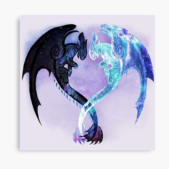 Discover Dragon Heart Toothless and Light Fury Canvas