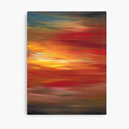 Discover COLOR INTOXICATION 1 Colorcul Bold Deep Garnet Crimson Red Yellow Black Sunrise Sunset Ombre Abstract Acrylic Painting Canvas