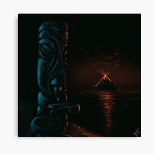Discover Tiki velvet painting by vampirahna Canvas