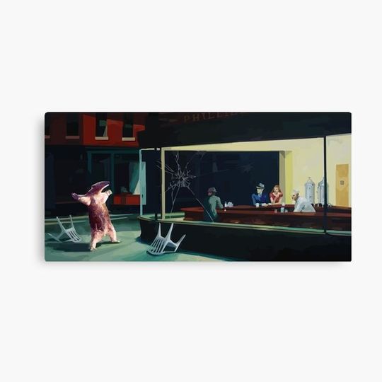 Discover Banksy Nighthawks Anteater Edward Hopper Canvas