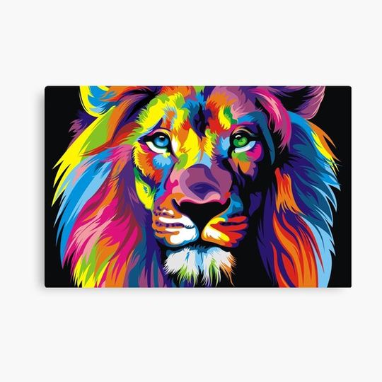 Discover Banksy Rainbow Lion Graffiti Pop Art Painting Canvas