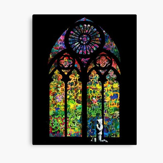 Discover Banksy Stained Glass Church Window Canvas