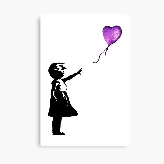 Discover Banksy - Girl with balloon purple Canvas