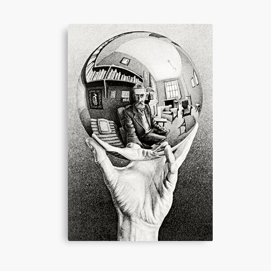 Discover Escher Hand with Reflecting Sphere Art Poster Imp-Art Maurits Escher Fantasy Illustration Surreal Print Canvas