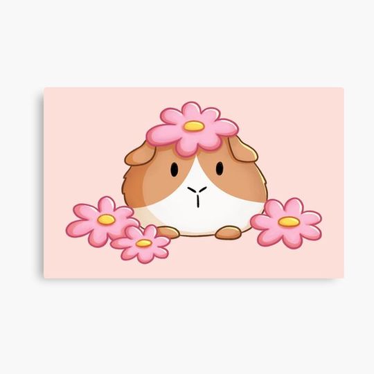 Discover Guinea Pig With Flowers Canvas