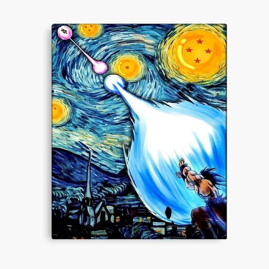 Discover Goku Fighting Starry Night Canvas