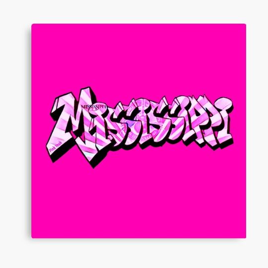 Discover Pink Mississippi License Plate Graffiti Canvas