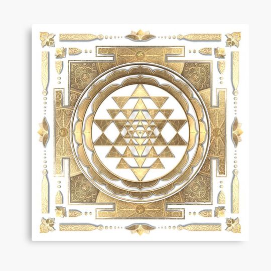 Discover GOLDEN SRI YANTRA (white background) Canvas
