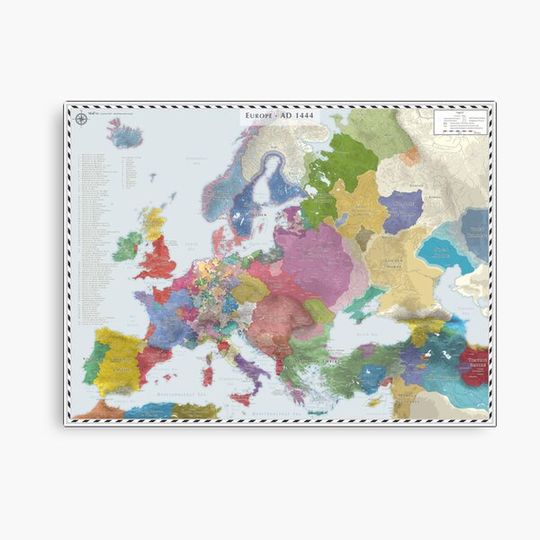 Discover Europe (Detailed) AD 1444 Canvas