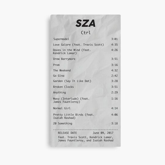 Discover Sza Ctrl Album Receipt Canvas