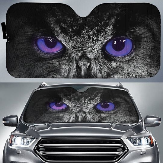 Discover Purple Eyes Of Owl Car Sunshade Custom Owl Car Accessories