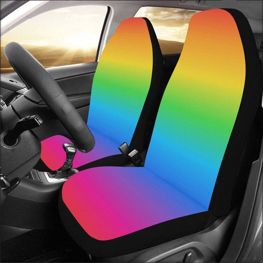 Discover Rainbow Ombre Car Seat Cover Set -LGBTQ+ Car Accessories