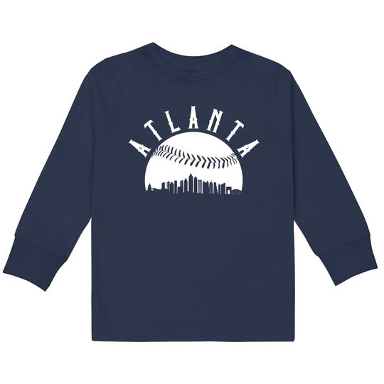 Discover Atlanta Georgia Skyline Baseball Kids Long Sleeve T-Shirts