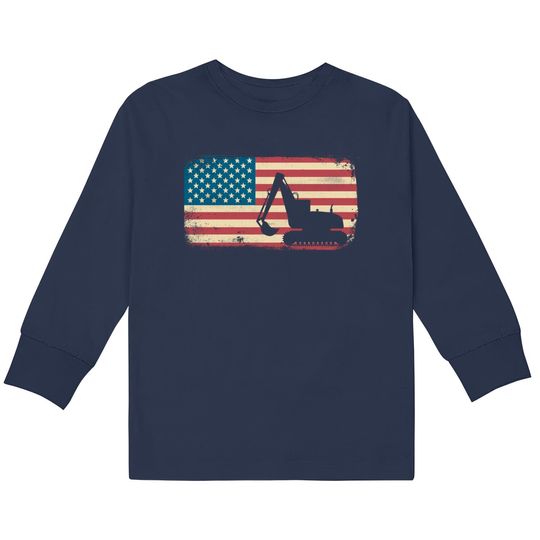 Discover Truck Driver American Flag Kids Long Sleeve T-Shirts