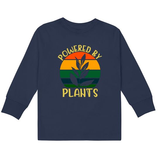 Discover Powered By Plants Graphic Kids Long Sleeve T-Shirts