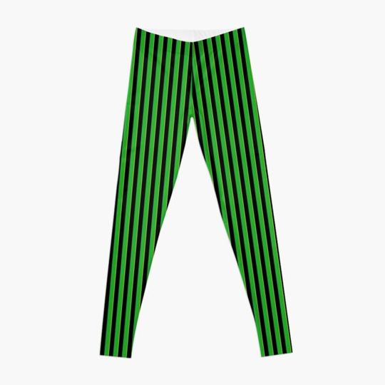 Discover Vertical Stripes Green Black and Yellow Leggings