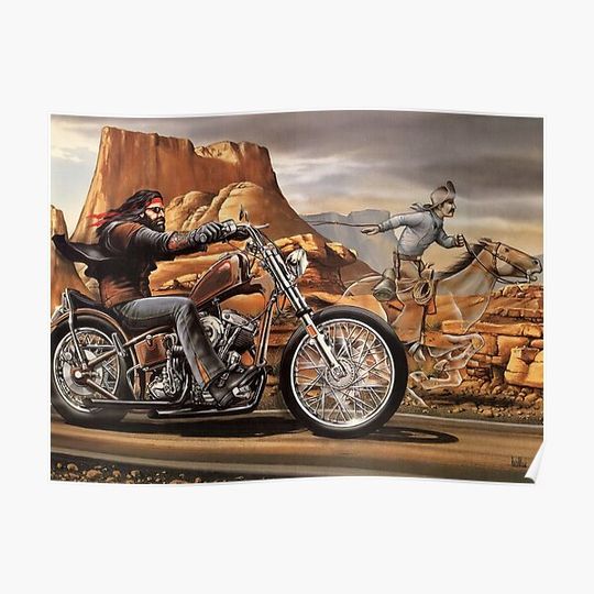 Discover Motorcycle Art - Ghost Rider by David Mann - Easy Rider Premium Matte Vertical Poster