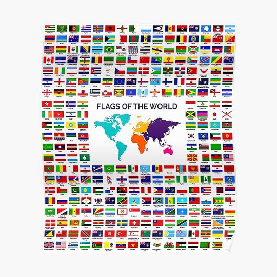 Discover All Flags Country Of The World Premium Matte Vertical Poster