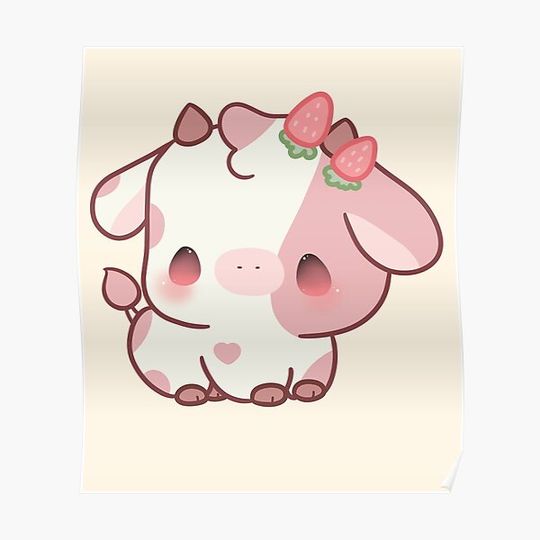 Discover Strawberry Cow kawaii Premium Matte Vertical Poster