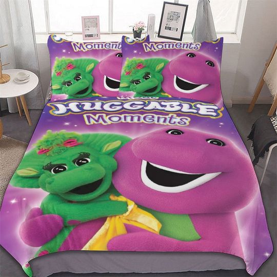 Discover Barney & Friends Plaid Washable Cotton Matting Bedding Set