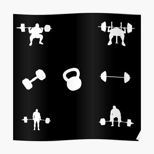 Discover Power Lifter Pattern - Black - Available on socks mugs shirts stickers and more Premium Matte Vertical Poster