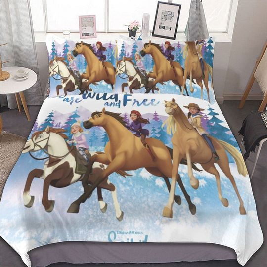 Discover Spirit Riding Free Horses Cotton Matting Bed Three Piece Bedroom