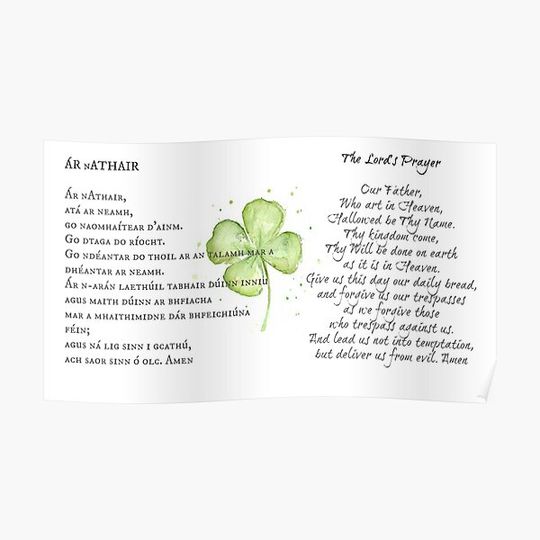 Discover Irish & English Lords Prayer Premium Matte Vertical Poster