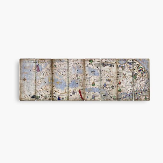 Discover 8 Panel Catalan Atlas by Abraham Cresques (1375) Canvas