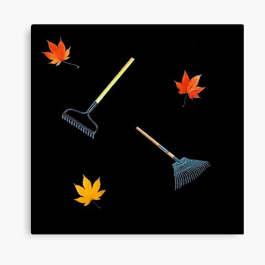 Discover Rake and Leaves Pattern -  Available on socks mugs shirts stickers and more Canvas