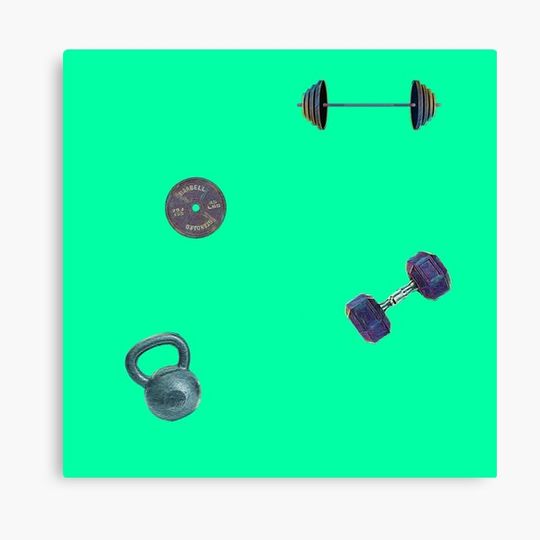 Discover Barbell, Dumbell and Kettlebell Pattern Canvas