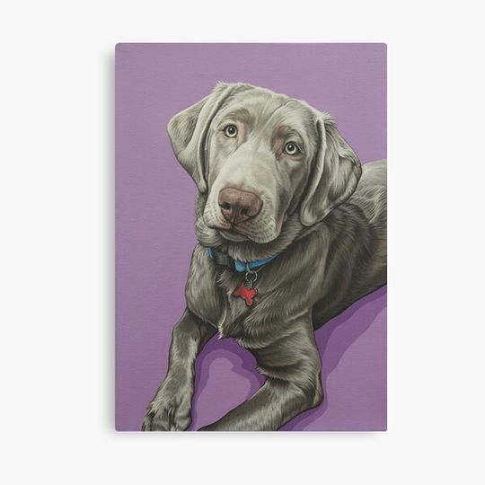 Discover Sweet Silver Labrador Retriever Painting, Silver Lab Dog Puppy Art Canvas