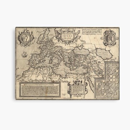 Discover Vintage Map of The Roman Empire (17th Century) Canvas