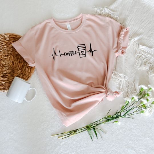 Discover Coffee Love Heartbeat Shirt - Cute Coffee Lover Gift