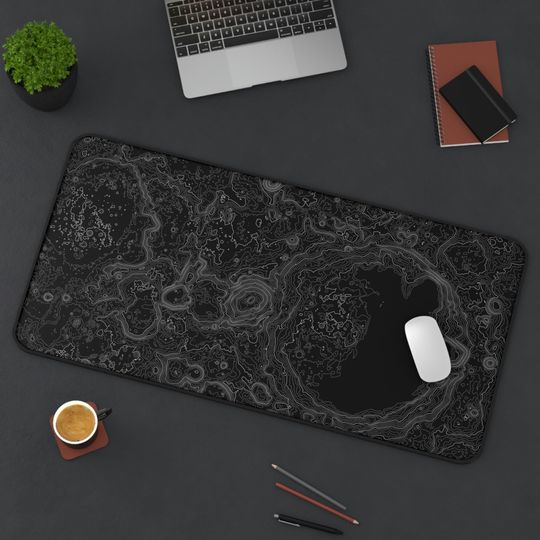 Discover Moon Topographic Map Lunar Space Art Desk Mat