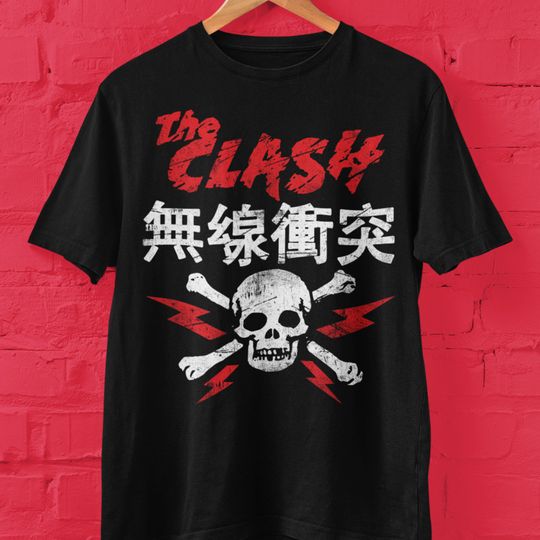 Discover The Clash Skull & Bones Japanese Characters Shirt The Clash T Shirt